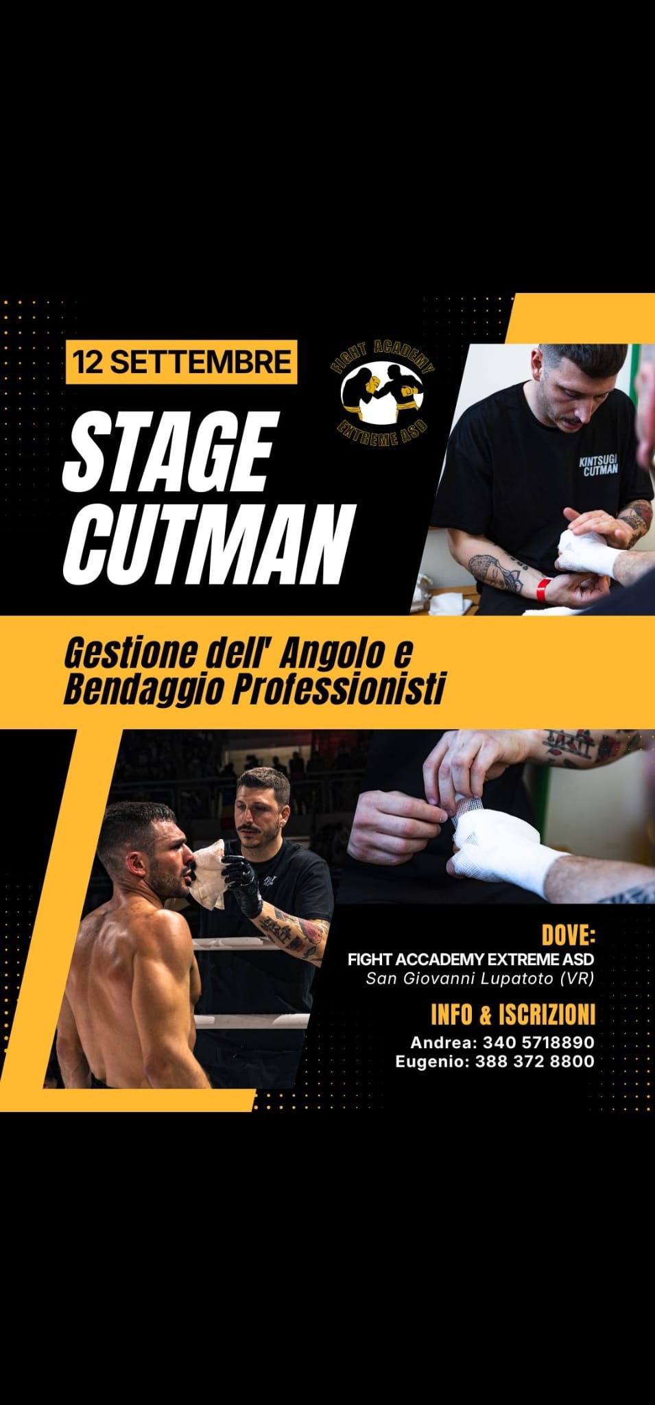 Stage Cutman – Gestione dell’angolo e bendaggio professionisti